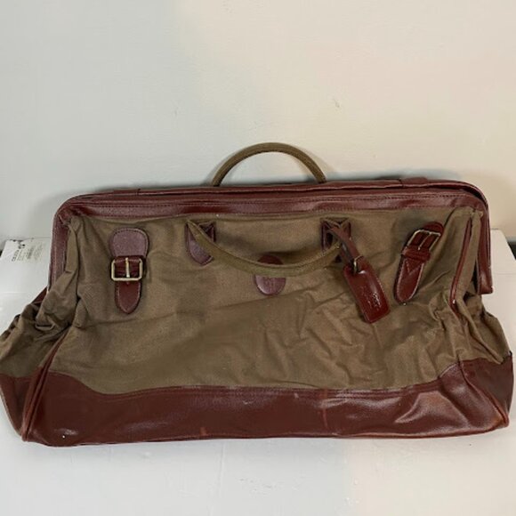 Vintage Polo Ralph Lauren Canvas Leather Large Duffel Travel Bag - Picture 2 of 9